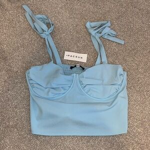 Brand New Baby Blue Tie Straps Tank Top